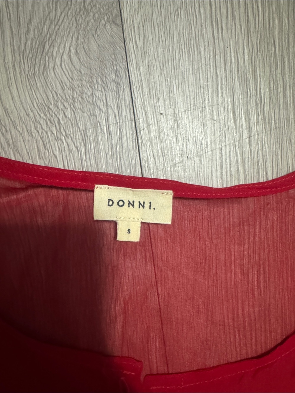 DONNI. Red Sheer Button-Front Camisole - Picture 2 of 3